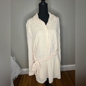 pretty little thing | Cream Textured Button-Up Dress